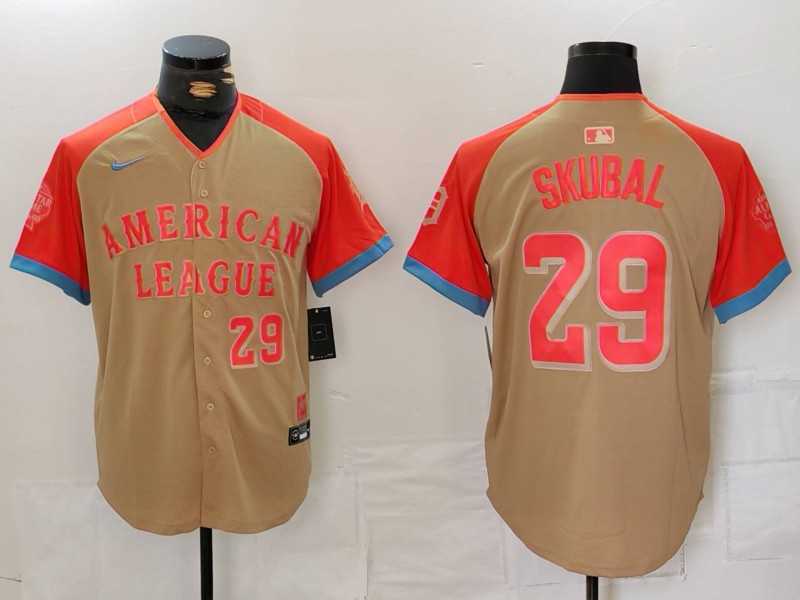 Mens Detroit Tigers #29 Tarik Skubal Number Cream 2024 All Star Limited Stitched Jersey